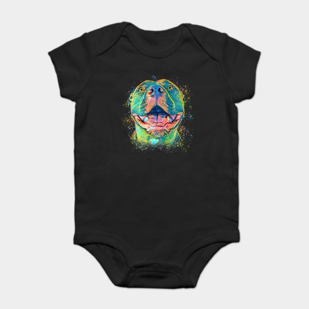 Colorful pitbull Baby Bodysuit by PrettyPittieShop